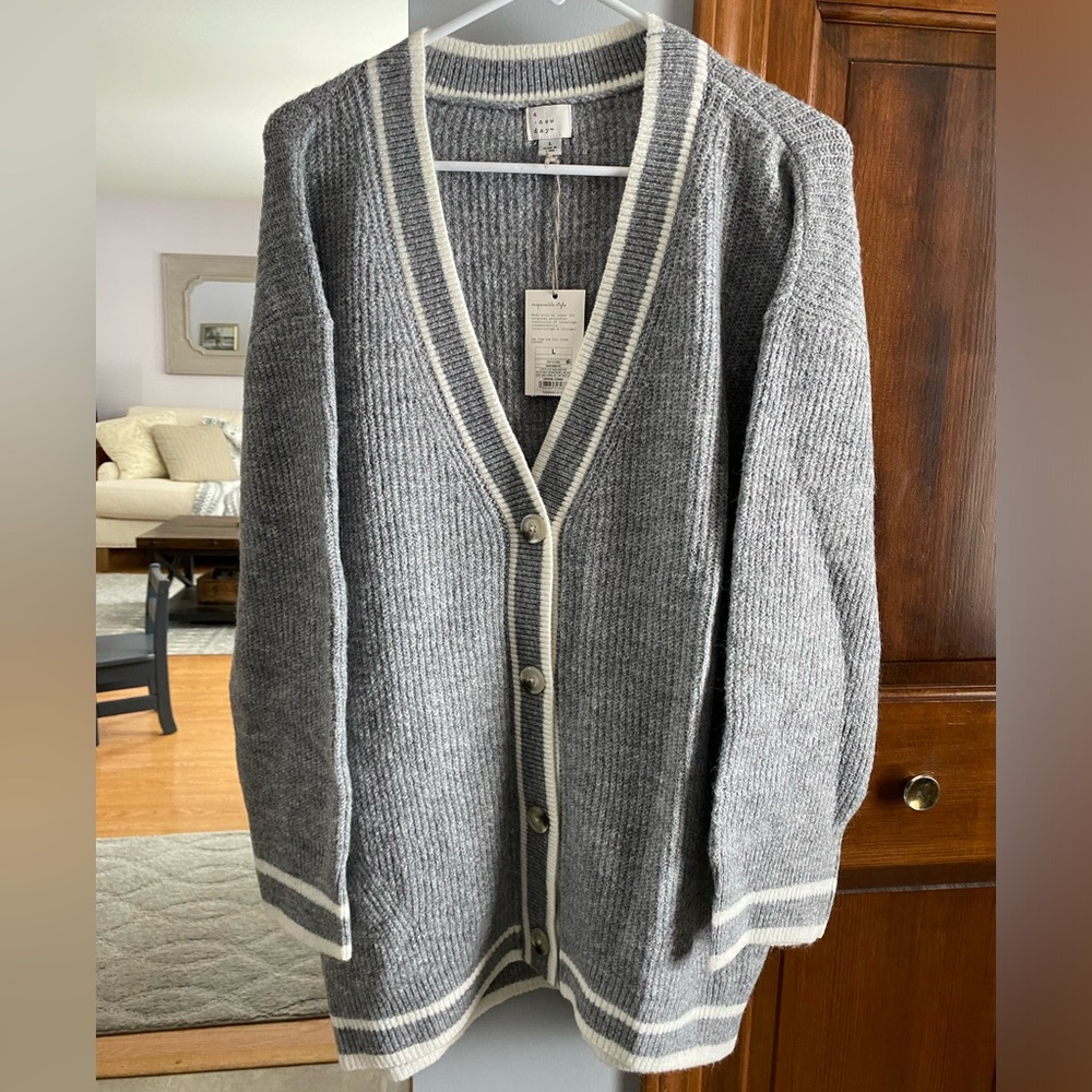 Gray Cardigan Sweater